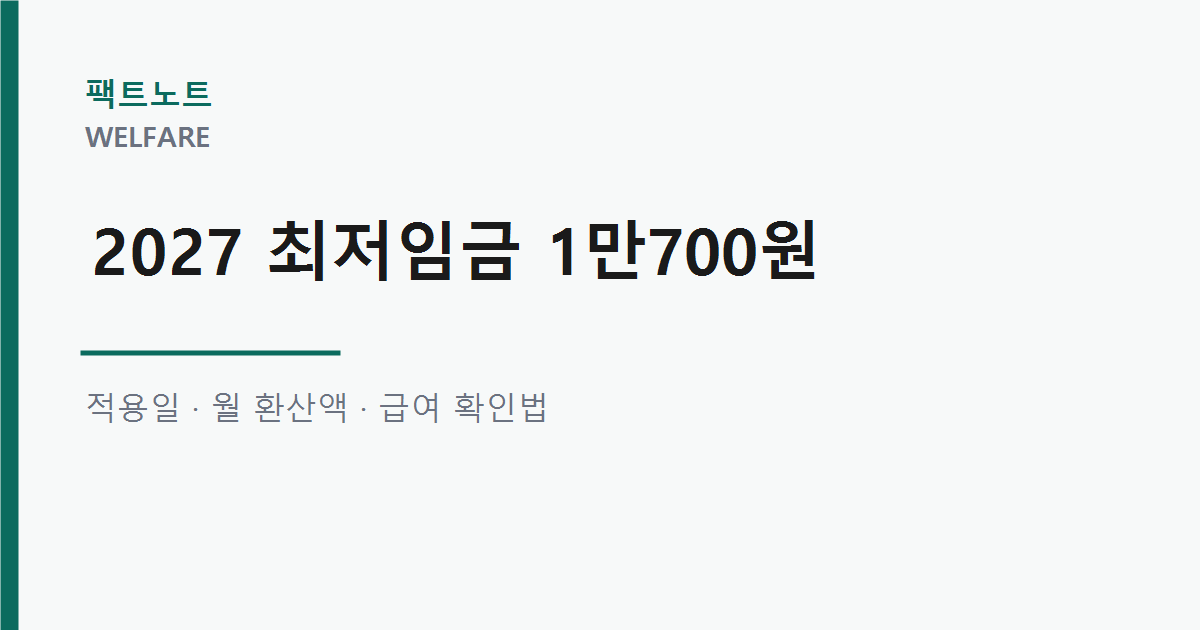 2027 최저임금 1만700원, 내 월급·알바 시급 확인법