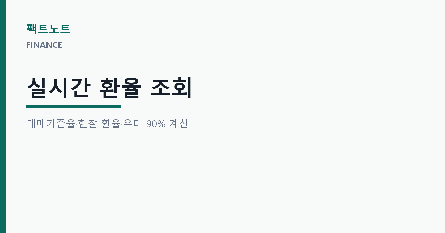 실시간 환율 조회, 환전 우대 90% 계산법